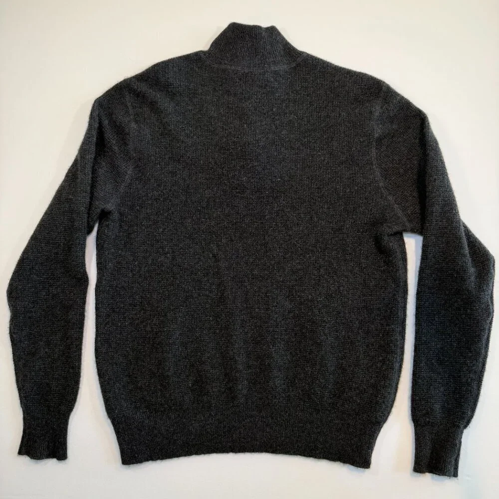 QOR 100% Cashmere 1/4 Zip Gray Thermal Sweater Large